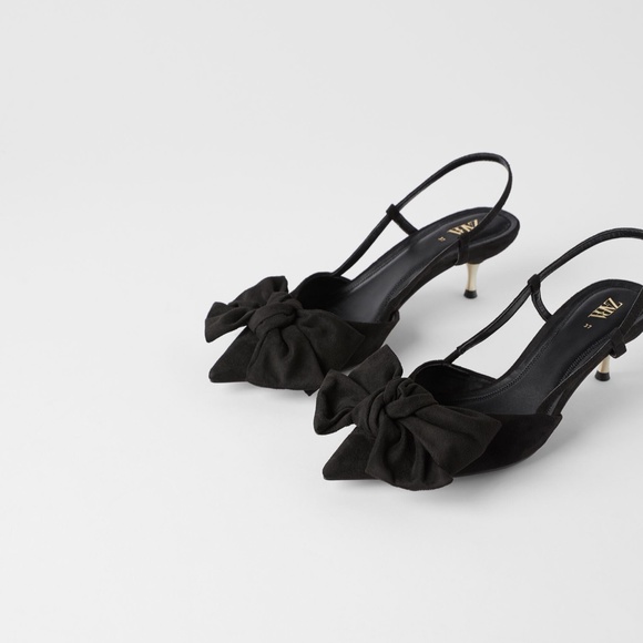 Zara | Shoes | Zara Kitten Heel Shoes With Bow 36 Soldout | Poshmark